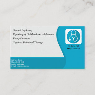 Doctor Psychiatrist Blue Logo Gray Business Card