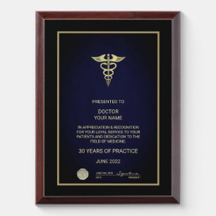 Doctor Retirement Award Plaque