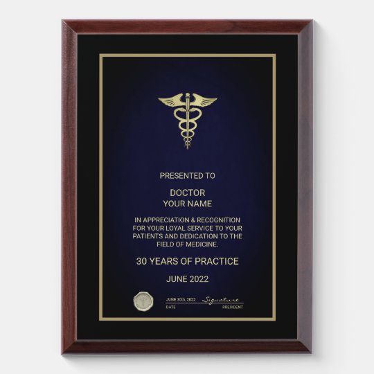 Doctor Retirement Award Plaque | Zazzle.com