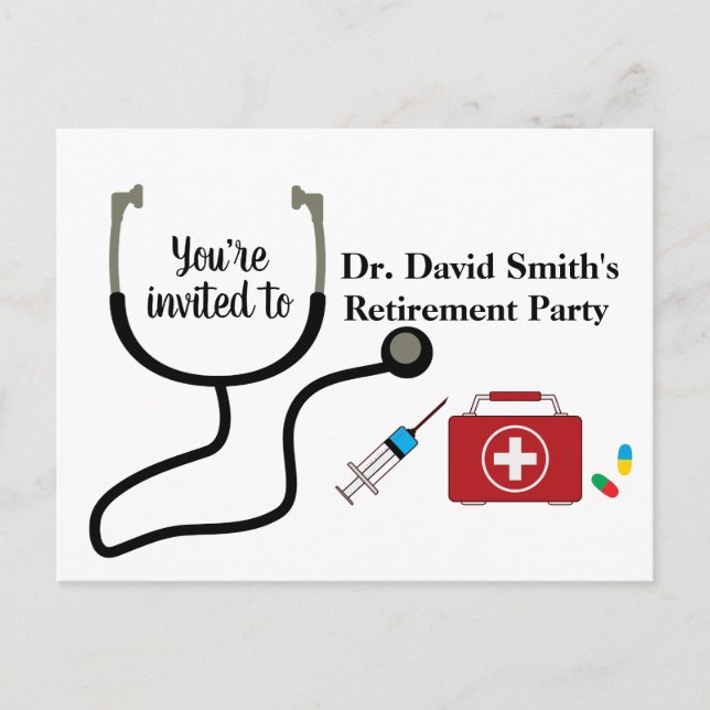 Doctor retirement invitation postcard (Front)