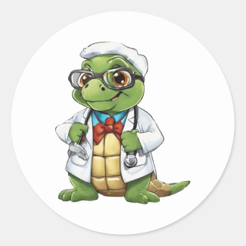 Doctor Sea Turtle Cute Nurse Tortoise Hospital RN Classic Round Sticker