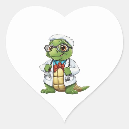Doctor Sea Turtle Cute Nurse Tortoise Hospital RN Heart Sticker