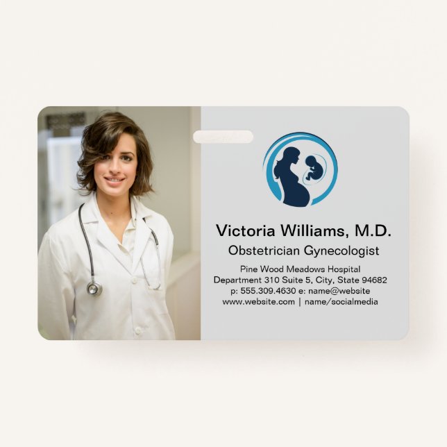 Doctor Smiling | Obstetrician Gynecologist Logo Badge (Front)