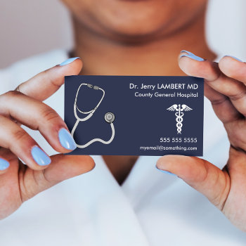 Doctor Stethoscope Blue Business Card by JerryLambert at Zazzle