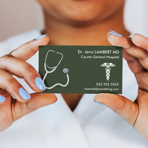 Doctor Stethoscope Green Business Card