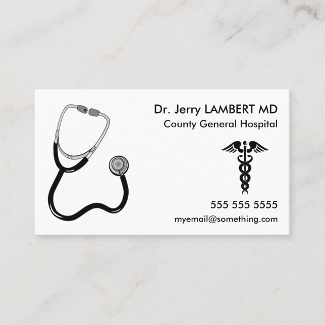 Doctor Stethoscope White Business Card (Front)