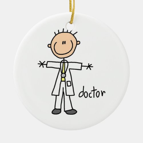 Doctor Stick Figure Ceramic Ornament