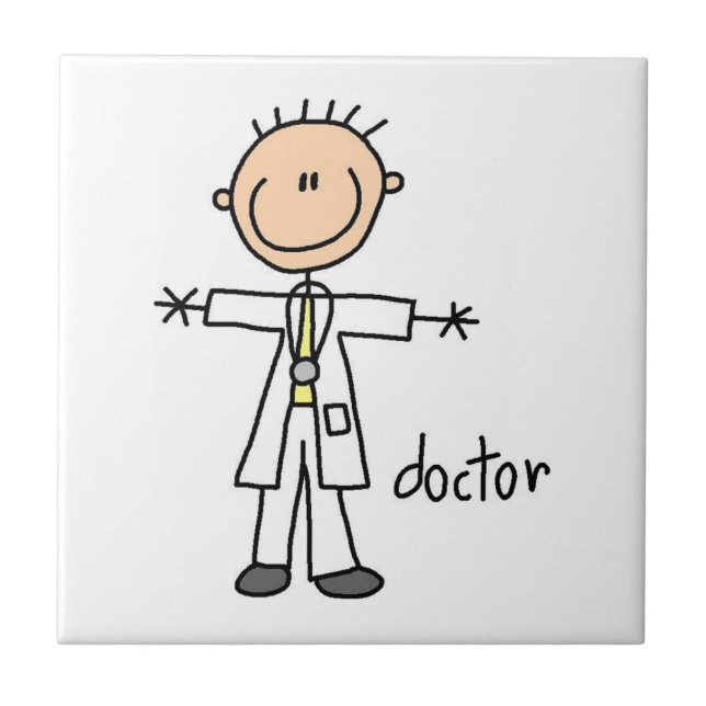 Doctor Stick Figure Ceramic Tile (Front)