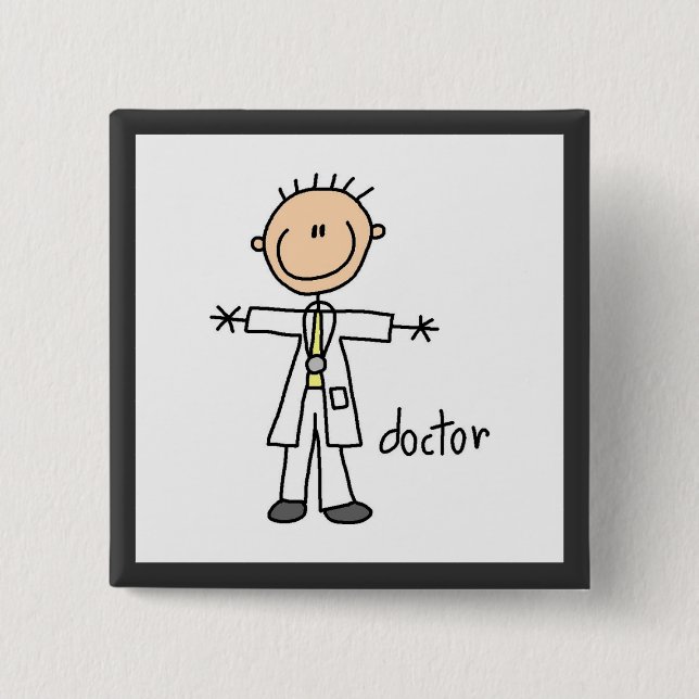 Doctor Stick Figure Pinback Button (Front)