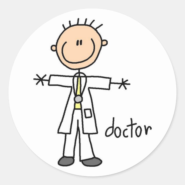 Doctor Stick Figure Sticker (Front)