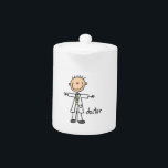Doctor Stick Figure Teapot<br><div class="desc">If your profession is that of a doctor and you get a kick out of cute stick figures,  you'll love our Doctor Stick Figure T-shirts,  hoodies,  mugs,  magnets,  bags,  keychains,  keepsakes,  cards,  stickers,  and more.</div>