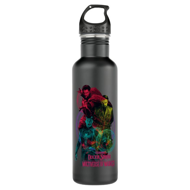 Doctor Strange Alternates Overlapping Graphic Stainless Steel Water Bottle (Front)