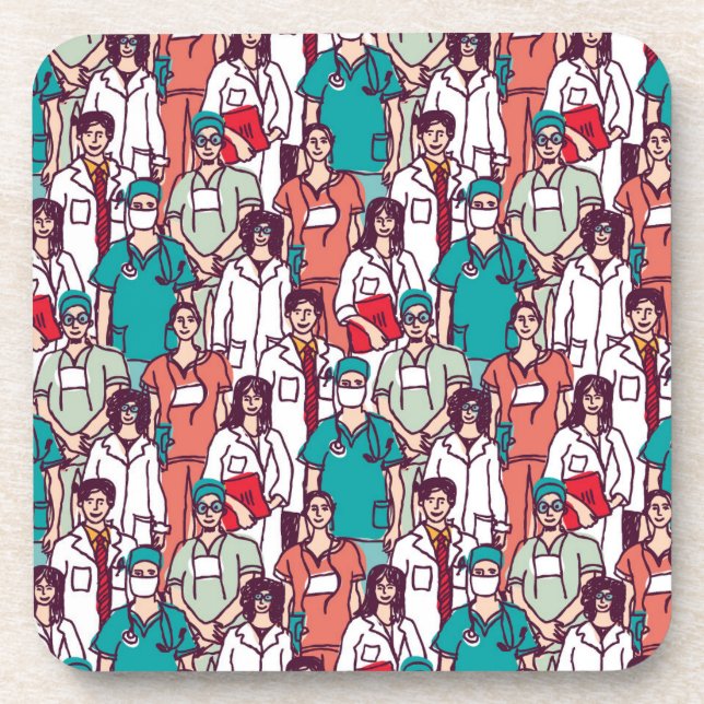 Doctor & Surgeon Pattern Beverage Coaster (Front)