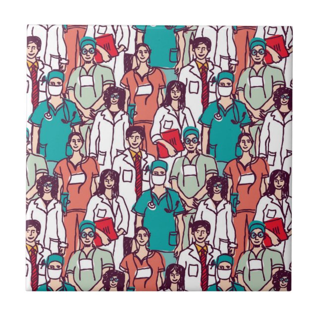 Doctor & Surgeon Pattern Ceramic Tile (Front)