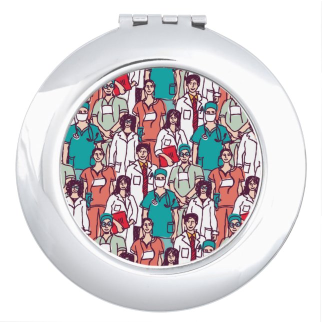 Doctor & Surgeon Pattern Compact Mirror (Front)