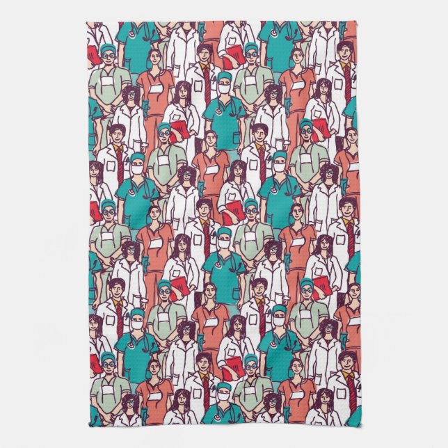 Doctor & Surgeon Pattern Kitchen Towel (Vertical)