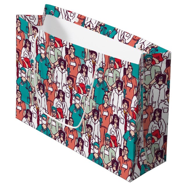 Doctor & Surgeon Pattern Large Gift Bag (Front Angled)