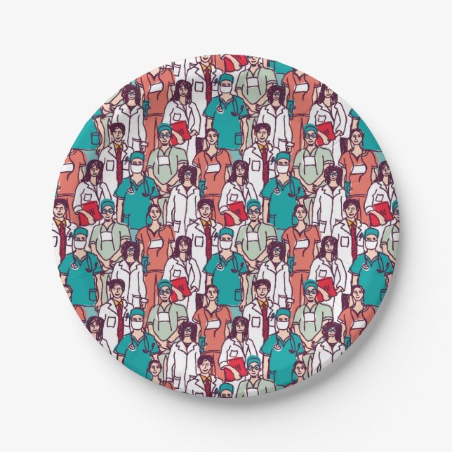 Doctor & Surgeon Pattern Paper Plates (Front)