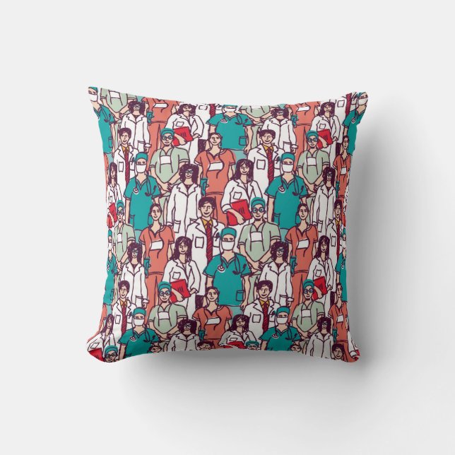 Doctor & Surgeon Pattern Throw Pillow (Front)