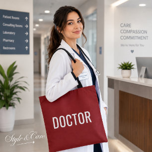 DOCTOR Text Statement Customizable White Tote Bag