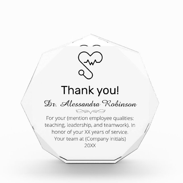 Doctor Thank you appreciation gift Acrylic Award (Front)