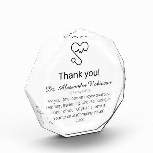 Doctor Thank you appreciation gift Acrylic Award Zazzle