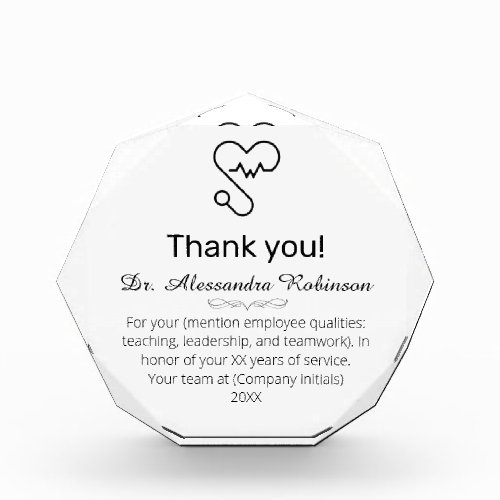 Doctor Thank you appreciation gift Acrylic Award