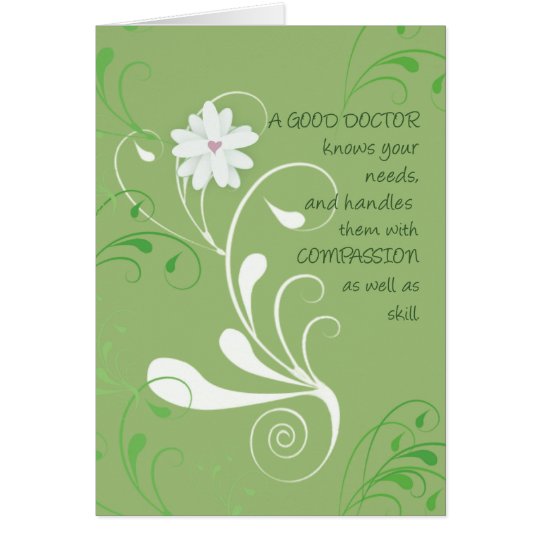 Doctor Thank You, Green Swirls Card Zazzle