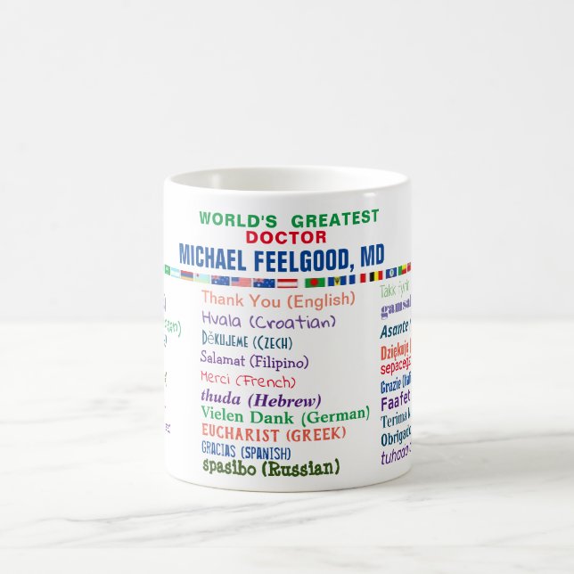 Doctor Thank You in 30 Languages Coffee Mug (Center)