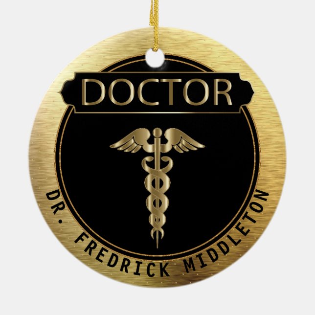 Doctor 👨‍⚕️ - UpScale Black and Gold Ceramic Ornament (Back)