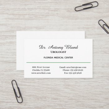 Doctor Urologist Simple Green Business Card by Calart_Creations at Zazzle