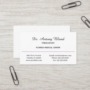 Doctor Urologist Simple Pink Business Card