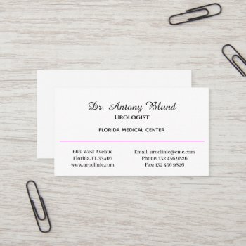 Doctor Urologist Simple Pink Business Card by Calart_Creations at Zazzle