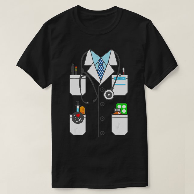Doctor White Lab Coat Halloween Costume Accessory  T-Shirt (Design Front)