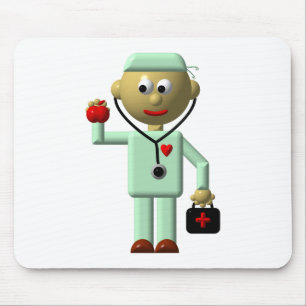 Doctor with Apple and Medical Bag Mouse Pad