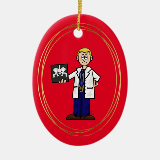 Doctor with Hip X-ray Christmas Ornament (Front)
