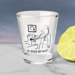 Doctor with Stethoscope Checking Feet. Add Name. Shot Glass