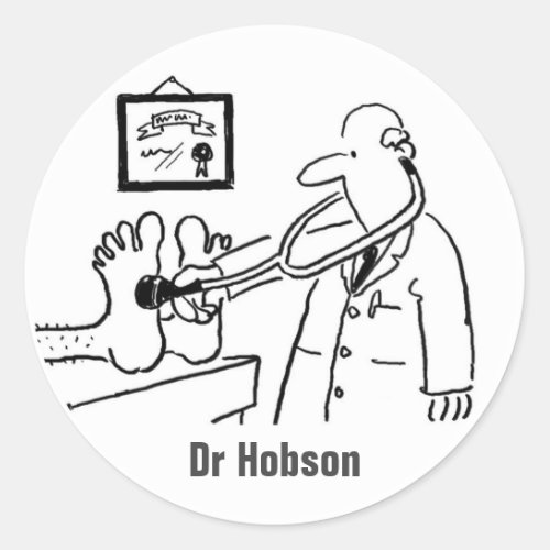 Doctor with Stethoscope Checking Feet Classic Round Sticker