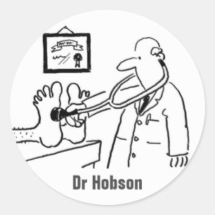 Doctor with Stethoscope Checking Feet Classic Round Sticker
