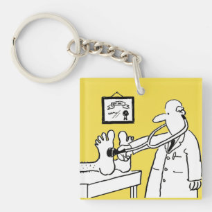 Doctor with Stethoscope Checking Feet Keychain