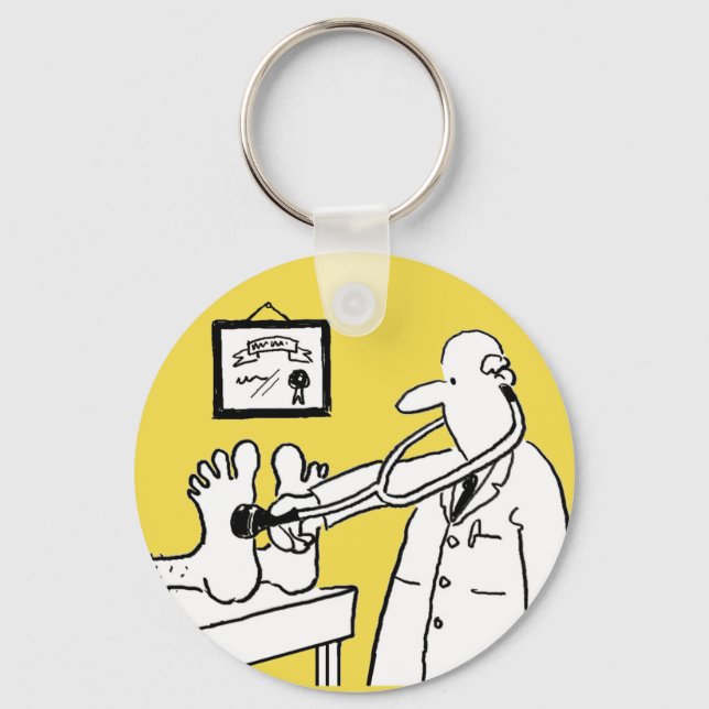 Doctor with Stethoscope Checking Feet Keychain (Front)
