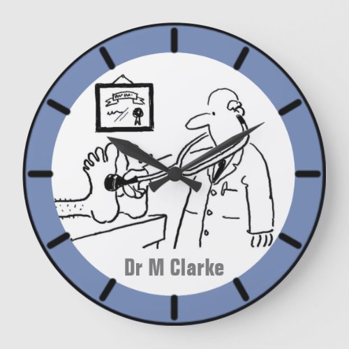 Doctor with Stethoscope Checking Feet Large Clock