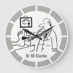Doctor with Stethoscope Checking Feet Large Clock