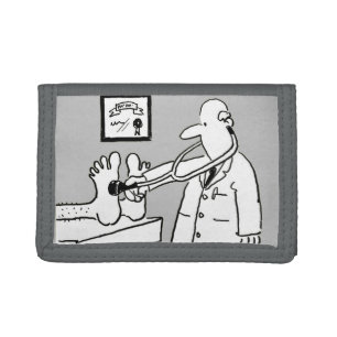 Doctor with Stethoscope Checking Feet Tri-fold Wallet