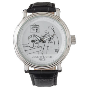 Doctor with Stethoscope Checks Feet. Personalised Watch