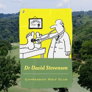 Doctor with Stethoscope - Funny Medical Cartoon Golf Towel