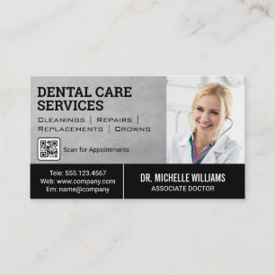 Doctor with Stethoscope QR code template Business Card