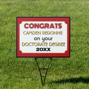 Doctorate Degree Congrats! Personalized Yard Sign