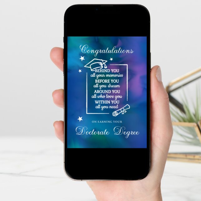 Doctorate PHD Graduation Congratulations Quote Card (Front Digital)