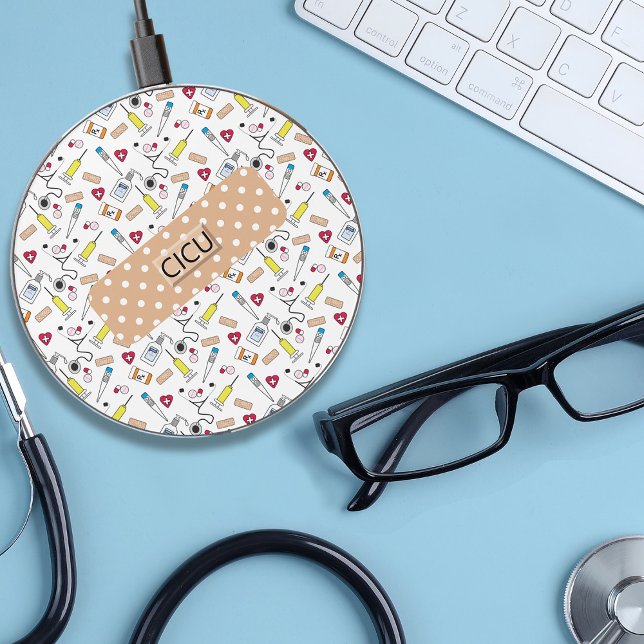 Doctor's and Nurse's Supplies Cute Personalized Wireless Charger (Creator Uploaded)